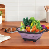 Opvouwbare vergietset, BPA-vrij siliconen voedselvergiet Milieuvriendelijk, niet-giftig en gemakkelijk schoon te maken Hittebestendig Pasta Groentevergiet Vaatwasmachinebestendig 3-delige set (roze)