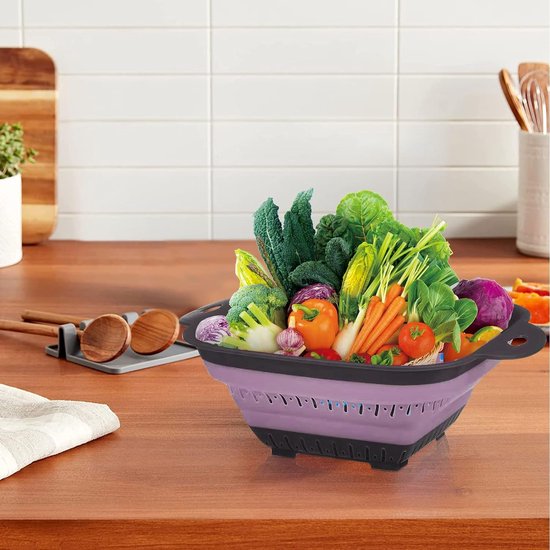 Opvouwbare vergietset, BPA-vrij siliconen voedselvergiet Milieuvriendelijk, niet-giftig en gemakkelijk schoon te maken Hittebestendig Pasta Groentevergiet Vaatwasmachinebestendig 3-delige set (roze)