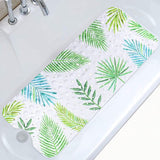Antislip kinderbadmat, 100 x 40 cm, groen blad afbeelding badmat met 200 zuignappen, antislip, schimmelbestendig, machinewasbaar