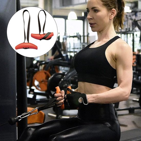 Fitnessgrepen, handgrepen met verstelbare weerstandsband voor bevestiging aan optrekstangen, lange halters, lattrekmachines, roeiapparaten, kabeltrekken en krachtmachines (oranje)