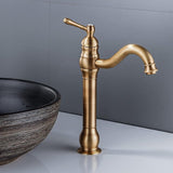 Kraan badkamer antiek messing, wastafel armatuur hoog 360° draaibaar, wastafel armatuur, retro, eengreepsmengkraan, slecht beslag, hoge uitloop voor badkamer