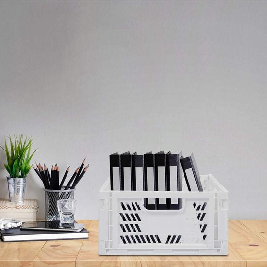 4 stuks opvouwbare kunststof opbergdozen, kunststof vouwmand, opvouwbare opbergmand, kunststof mand, stapelbare transportdozen, vouwdoos van kunststof voor keuken, slaapkamer, kantoor