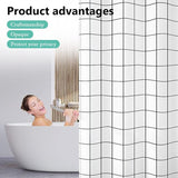 Shower Curtain 180 x 200 White Waterproof Polyester Bath, Curtain Washable Quick Dry with 12 Shower Curtain Rings and Weighted Hem