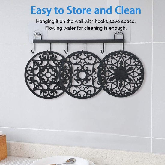 Onderzettermat, pakket van 3 siliconen onderzetters, siliconen multibloem, geïsoleerde antislip hotpads, gesneden waterdichte vaatwasmachinebestendige bekerisolatiemat voor potten, flessen