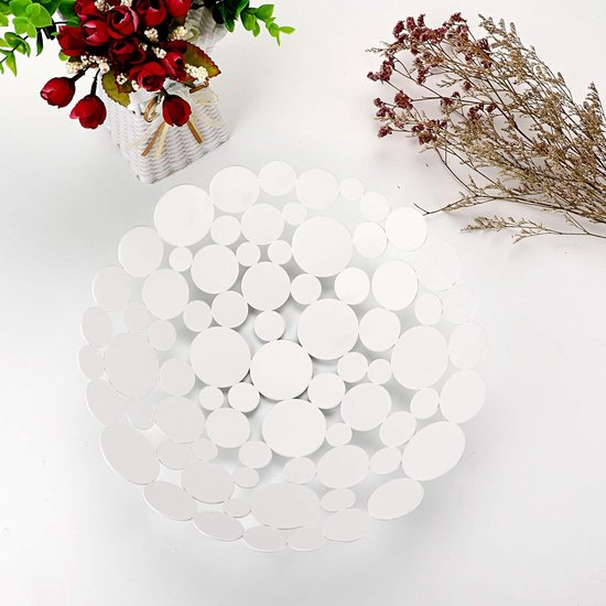 Ronde witte fruitschaal van ijzer moderne fruitmand broodmand decoratieve schaal opslag voor brood fruit groenten in keuken woonkamer eettafel diameter 30 cm