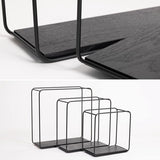 Wandrekset, 3-delig hangrek van metaal en echt hout Veneer, wanddecoratie en plank voor badkamer, woonkamer, keuken, slaapkamer en meer, mat zwart