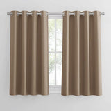 Ondoorzichtige gordijnen met inslagringen, thermogordijn kinderkamer, gordijnen, ondoorzichtig, verduisteringsgordijn, gordijnen, set van 2, H 145 x B 140 cm, cappuccino