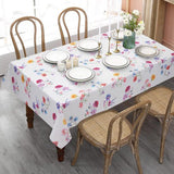 Watercolour Flowers Tablecloth Spring Summer Garden Tablecloth Outdoor Washable Machine Washable Tablecloth for Garden, Picnic, Party, Garden, Living Room, Home Textiles 130 x 220 cm