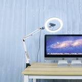 Mobiele telefoon gelede armsteun, webcamstandaard, schaarstatief met smartphoneklem en 1/4" schroef lange mouw mobiele telefoonhouder gelede armsteun (wit)