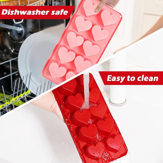 IJsblokjesvorm hart siliconen vorm 2 stuks siliconen ijsblokjeshouder hartvorm chocoladevorm bonbonvormen ijsblokjes vorm voor Valentijnsdag