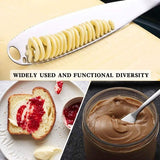 2 stuks botermessen, multifunctioneel botermes, professioneel 3-in-1 botermes van roestvrij staal met gekartelde rand, keuken- en kaasrasp voor gelijkmatige sausverdeling, 20,5, zilver