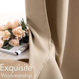 Gordijnen, beige, ondoorzichtig, met ingestanste ringen, mooie zachte verduisteringsgordijnen voor het verduisteren van ruimtes, set van 2, gordijnen, slaapkamer, woonkamer, thermogordijn,