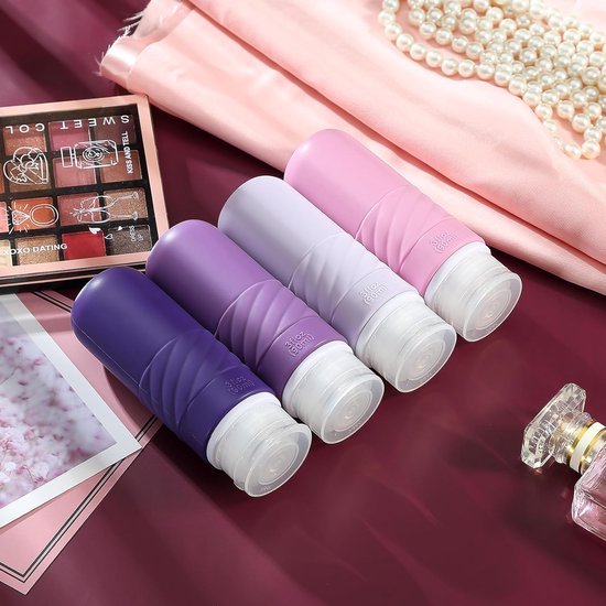 Siliconen reisflessenset 90 ml, set van 4 reisflessen om te vullen, lekvrij, cosmetische flessen voor het vullen van reizen, container, BPA-vrij, FDA-goedgekeurd, voor het vullen van douchegellotion