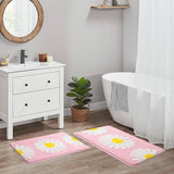 Badkamertapijt antislip wasbaar 45 x 65 cm badmat absorberende badmat sneldrogend badmat zacht microvezel met madeliefjespatroon roze