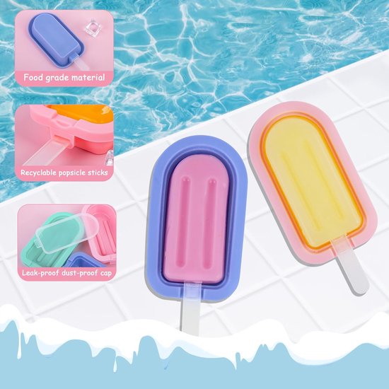 12 stuks ijsvormen, ijslolly, siliconen popsicle vormen, cakesicles siliconen vorm, met siliconen deksel en 12 ijsstokjes voor doe-het-zelf dessert en ijslolly's (herbruikbaar)