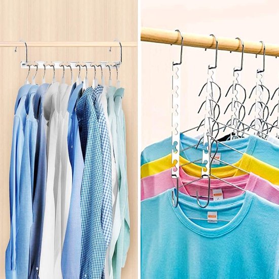 Kleerhanger Ruimtebesparend Metaal Magic Magic Hangers Antislip Closet Organizer Garderobe voor broeken, jeans, pakken en jurken (set van 6)