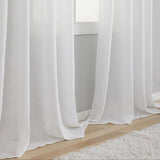 Gordijnen met een natuurlijke linnenlook, met inslagringen (wit, 220 x 140 cm (h x b)