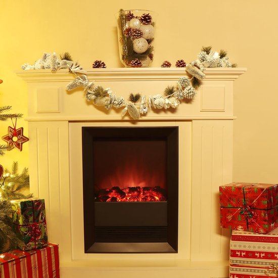 Kerstslinger, 160 cm lange witte adventsslinger met glitter, herbruikbare slinger voor kerstdecoratie