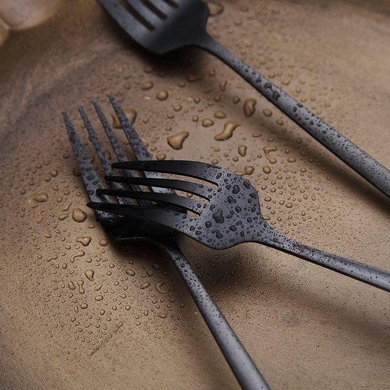Matzwarte dinervorken 6-delig roestvrij staal 8,4 inch vorken Bestekset Dessertvorken Tafelvorken Saladevorken voor huishouden, keuken of restaurant Vaatwasmachinebestendig