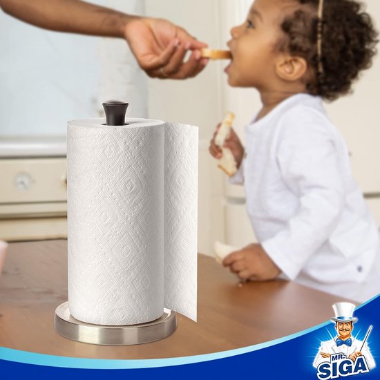 Keukenrolhouder RVS Keukenrol Staande Houder Papieren Handdoekhouder voor Keuken, Zwart