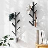 Metal Coat Hook Wall - 41 cm Vertical Coat Rack with 6 Hooks for Hanging Jackets, Coats, Hats, Scarves and Handbags (Black)