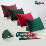 Kerstkussensloop, 30 x 50 cm, groen en rood, set van 4 fluwelen kussenslopen, kussenovertrek, sierkussen, sofakussen, decoratie voor bank, slaapkamer, woonkamer, cadeau, pluizig