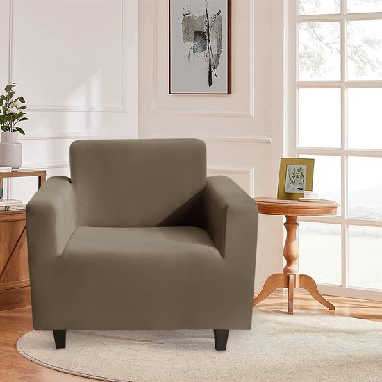 Bankovertrek, stretch, elastische bankovertrek met armleuning, 1-zits, kaki, spandex, antislip, bankovertrek met anti-slip schuimstof en 1 kussensloop, wasbare bankovertrek voor huisdieren