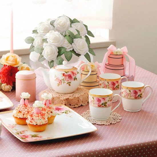 Kunstbloemen Witte Rozen, 30 stuks 8 cm Boeket Kunstmatige Decoratieve Bloemen Neprozen met Stengels en Kaart voor Valentijnsdag Huis Tuin Verjaardagsfeestje DIY Bruiloft Decoratie