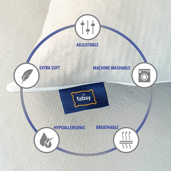 FABSY Microvezel kussenset, 2 kussens 80 x 80 cm - wasbaar kussen - zachte Seersucker kussenset - verstelbaar kussenpaar met extra hoofdkussenvulling