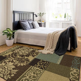 Ottohome-collectie, eigentijdse antislip kamertapijt in damast-design, bruin, 100 x 150 cm