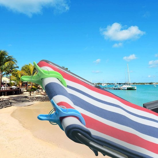 10 stuks extra grote strandhanddoekklemmen, XXL wasknijpers, strandhanddoekclips, kunststof klemmen, jumbo formaat, handdoekklemmen voor strand, zwembad, dagelijkse wasgoed, zware badhanddoek