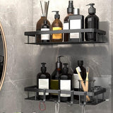 Doucheplank met 4 haken Badkamerplank zonder boren Zelfklevende roestvrijstalen muurmanden Opbergrek voor badkamer 2 stuks