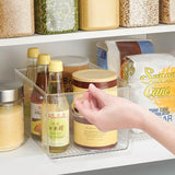 Opbergdoos met handvat, extra grote kunststof bak voor in de kast of koelkast, voedselbak zonder deksel, transparant