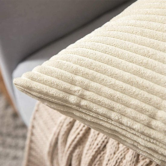 MIULEE Set van 2 kussenslopen, corduroy, decoratieve kussensloop, bankkussen, sierkussenhoes met verborgen ritssluiting, 45 x 45 cm, beige