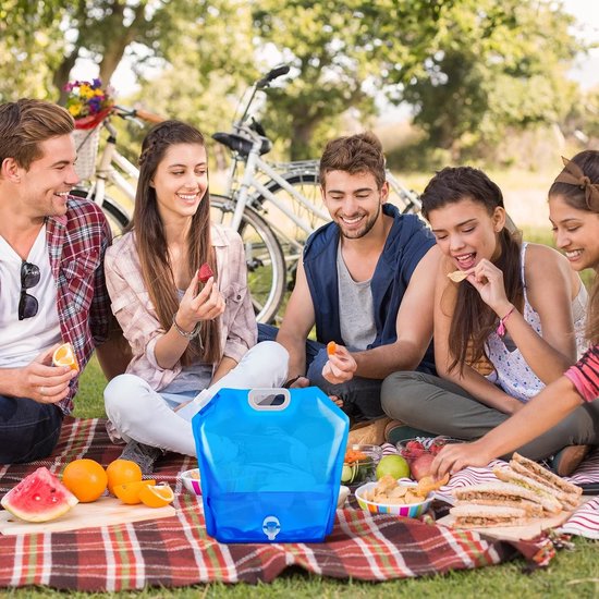 Opvouwbare waterjerrycan, 5 l/10 l, opvouwbare watertank, opvouwbare jerrycan met kraan, drinkwater met draaggreep, herbruikbaar, voor outdoor, camping, wandelingen, picknicks