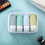 Siliconen reisflessen, set van 60 ml, 4 stuks reisflessen om te vullen, handbagage, vloeistoffen, lekvrij, cosmeticaflessen om te vullen, container, BPA-vrij, FDA-goedgekeurd (mintgroen)
