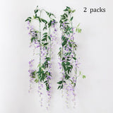2 x 7 ft kunstmatige blauweregen wijnstok slinger nep bloem blauweregen slingers voor buiten binnen bruiloft muur badkamer decoratie (paars)