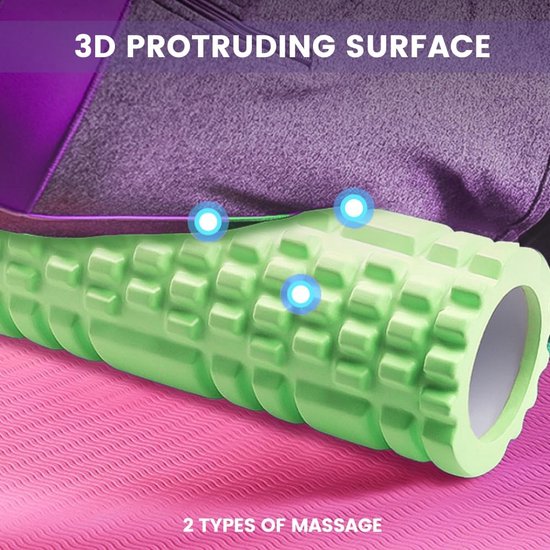 Foam Roller Fasciarol - Foam Roller - Fitness Massagerol voor Triggerpoint Massage in rug, nek, benen tijdens fasciatraining met de Gymnastiekrol voor Mannen Vrouwen. 33 x 14 cm