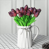 Kunsttulpen van latexmateriaal dat echt aanvoelt, voor bruiloft, kamer, huis, hotel, als feestdecoratie en doe-het-zelf-decoratie, 10 stuks