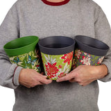 Set van 3 verschillende kleuren en patronen van 15 cm, kunststof bloempotten voor binnen en buiten, veelkleurig4.6 van 5 sterren