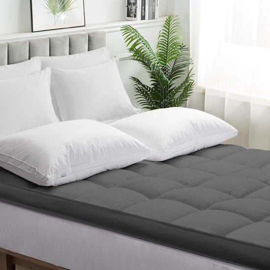 Matrastopper 180 x 200 cm, 3D ultra zachte matrasbeschermer, ademende premium matrastopper, geschikt voor mensen met allergieën, voor ondersteuning, knuffelige zachte matrastopper, lichtgrijs
