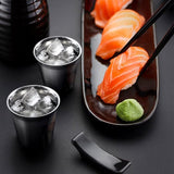 Espressokopjes, koffiefkopjes, dubbelzijdige koffiekopjes van roestvrij staal, geïsoleerde espressokopjes, vaatwasserbestendig, 2 stuks van 150 ml