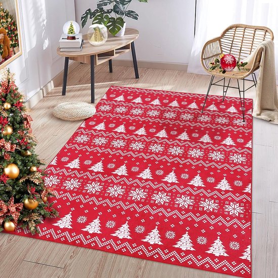 Rugs Tapijt, voor kerstvakantie, antislip, boho-accenttapijt, lage pool vloermat, entreemat, voor binnen en buiten, voor hal, keuken, woonkamer, 80 x 150 cm