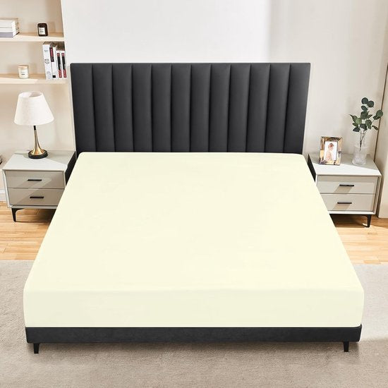 Waterdichte matrasbeschermer, 120 x 200 cm, hoeslaken, ademende matrasbeschermer, hoogwaardige hoeslaken, incontinentie-onderlegger, wasbaar op 60 graden, beige