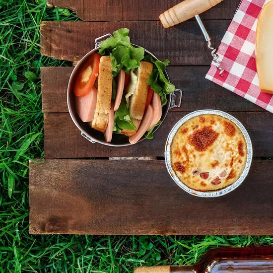 Lunchbox van roestvrij staal, ronde Lunchbox, 3 stuks, voor kinderen en volwassenen, Bento box met vakken voor werk, school en kleuterschool, met naamgravering (enkel, roestvrij staal (250/480/780 ml)