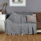 Bedsprei voor eenpersoonsbed, zwart, katoen, bankdeken, knuffelige tv-deken, bankdeken, bankdeken, omkeerbaar deken, sprei, bankdeken, zomerdeken, 150 x 200 cm