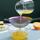 Rainbow Fine Mesh zeef, 3-delige set, kleurrijke meelzeef om te bakken, roestvrijstalen reiniger, veelkleurige matcha-theezeef, sausscheider, stasher-zeef-pastazeef