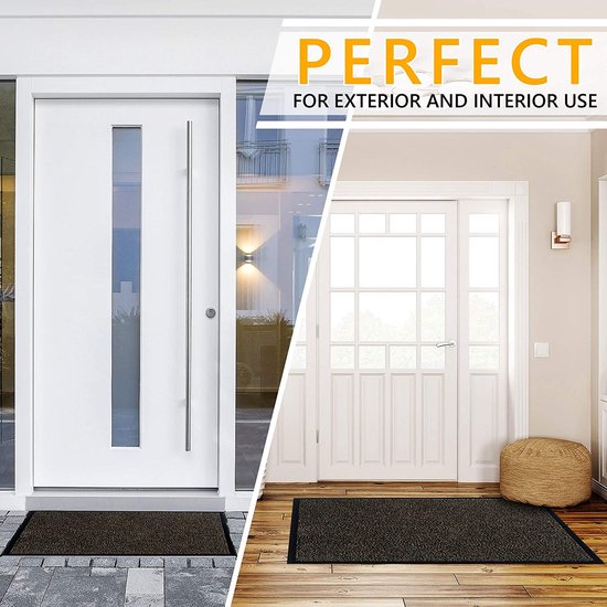 vuilvangmat, voor binnen- en buitendeur, voetveger, deurmat, antraciet-zwart