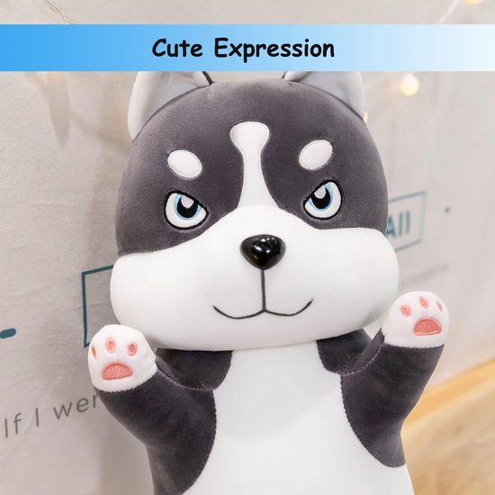 Schattig Husky Hond Pluche Lichaamskussen, 70cm Zacht Lang Husky Hond Slaapkussen Kussen Cadeau voor kinderen. Vertaling: Schattig Husky Hond Pluche Lichaamskussen, 70cm Zacht Lang Husky Hond Slaapkussen Kussen Cadeau voor kinderen.