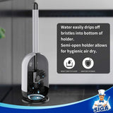 toiletborstel met houder, toiletborstel met zachte haren, grijs en zwart, 1 stuk